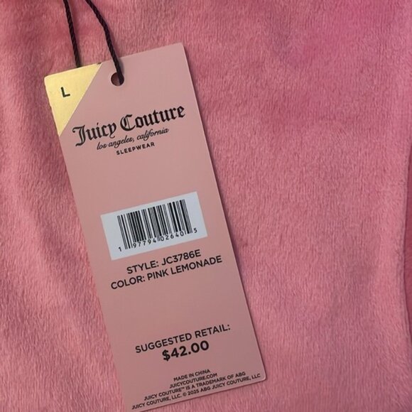 Juicy Couture Pink Lemonade Velour Sleep Top Tank Top NWT Large - Picture 7 of 9